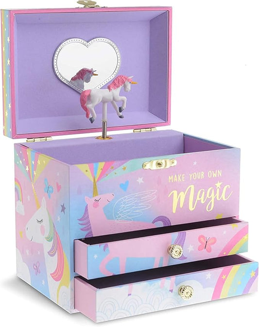 Jewelkeeper Unicorn Musical Jewelry Box for Girls - Cotton Candy Unicorn Design Music Box with 2 Pullout Drawers to Store Earrings, Necklace and Bracelets, Plays The Beautiful Dreamer Tune-CubbioJoy