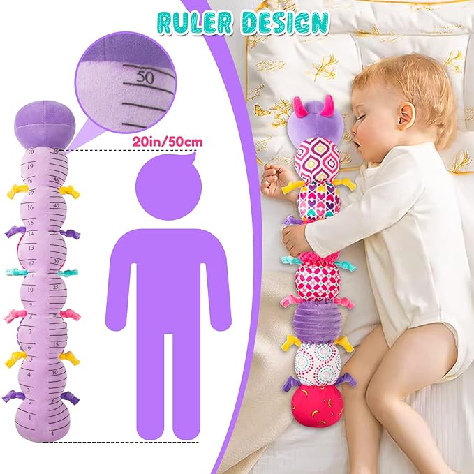Baby Stuffed Animal Toys for 0-6 6-12 Months, Baby Musical Caterpillar Tummy Time Toys for Babies 3 6 9 12 18 Months, Newborn Infant Sensory Toys Gifts for 1 2 Year Old Boys Girls-CubbioJoy