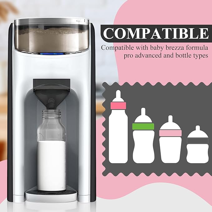 4 Sets Replacement Funnel Compatible with Baby Brezza Replacement Parts Funnel and Cover Baby Formula Dispenser, Grey-CubbioJoy