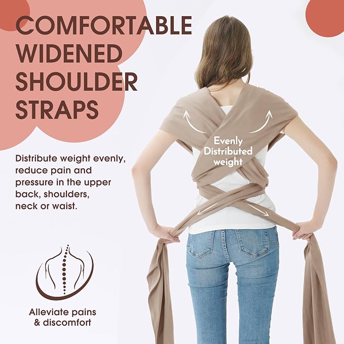 Acrabros Baby Wrap Carrier,Hands Free Baby Carrier Sling,Lightweight,Breathable,Softness,Perfect for Newborn Infants and Babies Shower Gift,Dark Cappuccino-CubbioJoy
