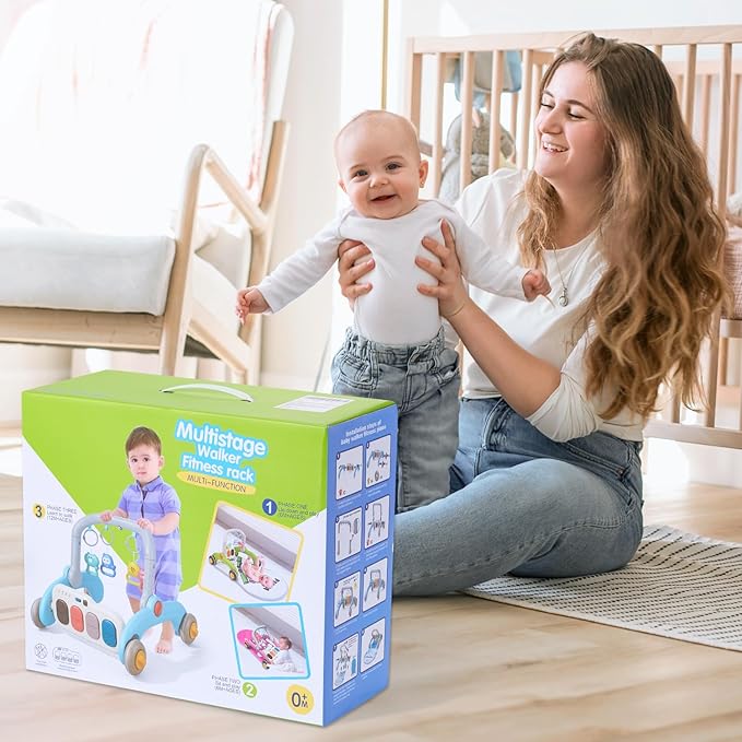 Baby Play Gym Walker Kick and Play Piano Gym for Boys Girls Play Mat Musical Tummy Time Mat Infant Christmas Newborn Gifts Toddlers (Elephant Upgraded)-CubbioJoy