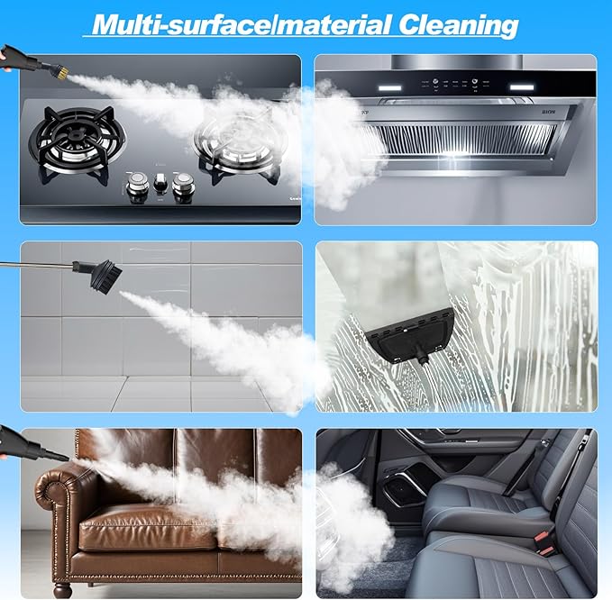 2500W Handheld Steam Cleaner,Portable Car Steamer For Auto Detailing,High-Temperature and Pressure Steam Cleaner For Home, Steam Cleaning Machine for Furniture,Kitchen,Grout,Floor,Tile (Blue)-CubbioJoy