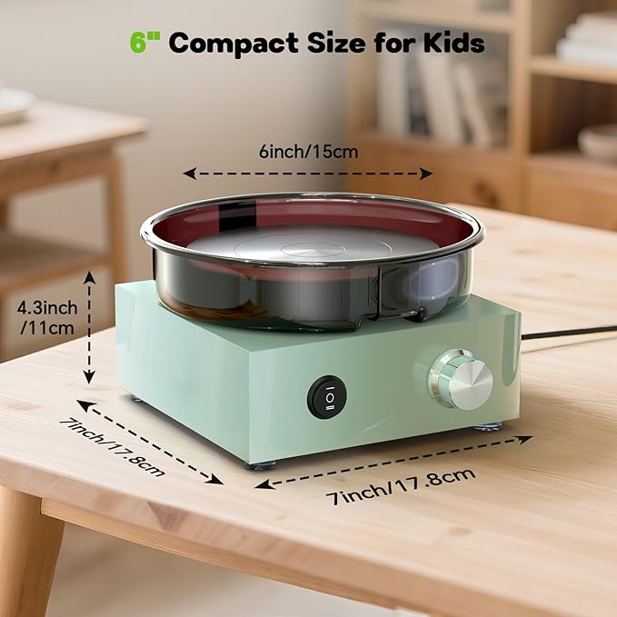 Alldeer Mini Pottery Wheel Kit - 6" Turntable Two-Way Rotation Clay Wheel, Metal Frame, Removable Splash Tray Ceramic Making Kit with 18PCS Sculpting Tools, Pottery DIY Machine for Kids and Beginners-CubbioJoy