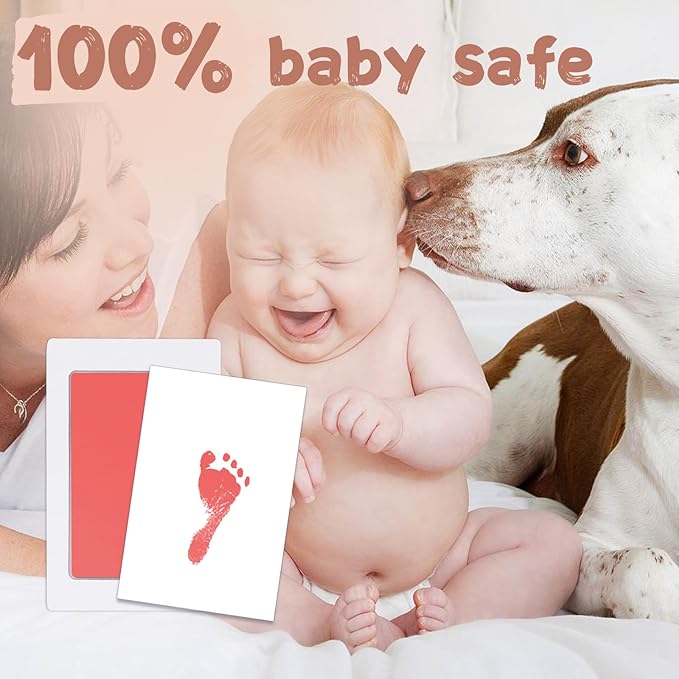 Inkless Baby Hand and Footprint Kit,Clean-Touch Ink Pad Kit,Safe No Mess Printing Infant Hand Foot Stamp,4 Pack Newborn Inkless Print Pads Best Keepsake or Gifts for Family-CubbioJoy