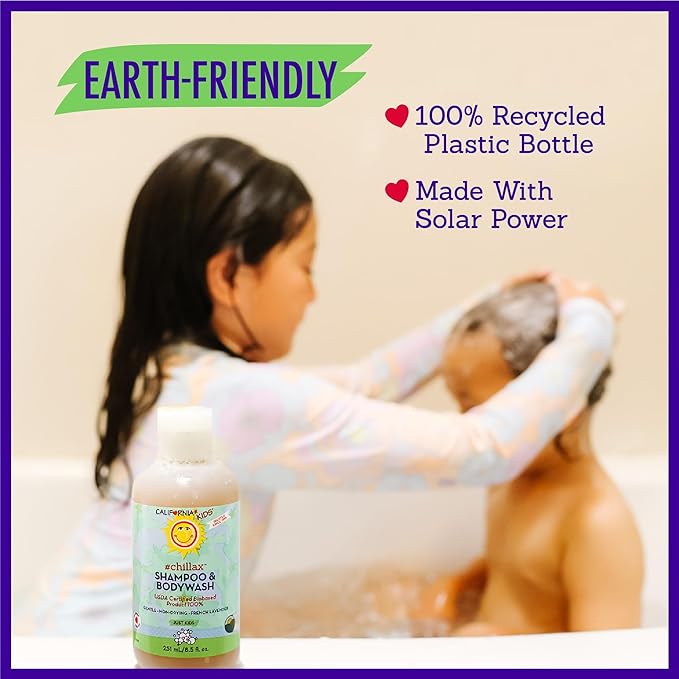 California Kids Chillax Shampoo and Bodywash | 100% Plant-Based | Gentle Skincare | Lavender Shampoo for Kids + Teens | Hypoallergenic Bodywash | 562 mL / 19 oz.-CubbioJoy