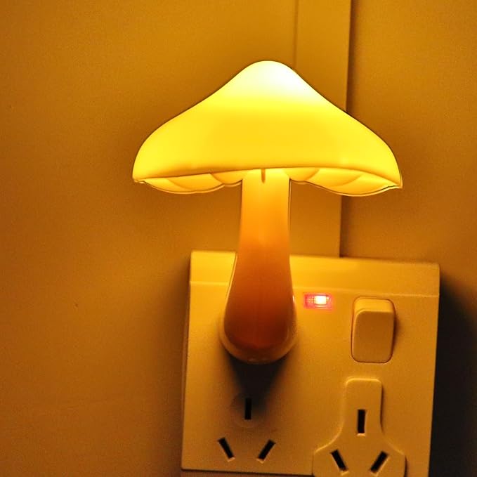 AUSAYE 5 Pack Sensor LED Night Lights Plug in Lamp Mushroom Light for Adults Kids NightLight Bedroom,Bathroom,Toilet,Hallway,Stairs,Kitchen,Basement Warm Yellow-CubbioJoy