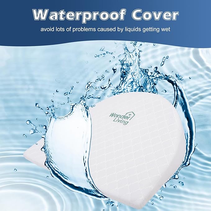 Baby Wedge Pillow for Newborn, Incline, Waterproof, Pregnancy Wedge, Premium Foam with Removable Cover, 15 x 12 x 2.6 inches-CubbioJoy