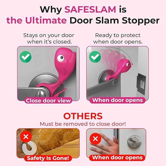 Baby Proofing Door Stopper, Door Pinch Guards Protect Child Fingers & PET Tails. Baby Safety Finger Protectors Prevent Pinch Injuries – Kids and Adults Love Whale Pinch Guard (Pink)-CubbioJoy