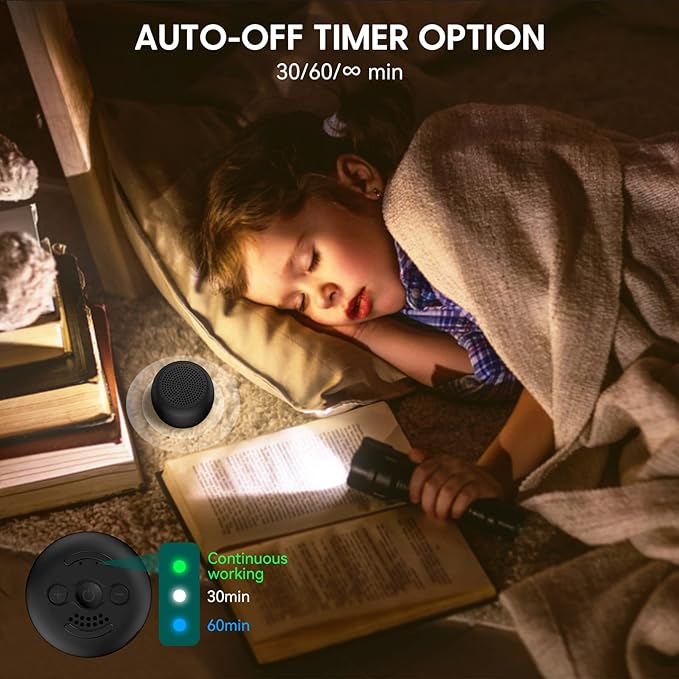 Babelio White Noise Sound Machine for Adults Kids Baby, Mini, 15 Non-looping Sounds, Timer, Memory Function, Easy to Pocket and Travel Black-CubbioJoy