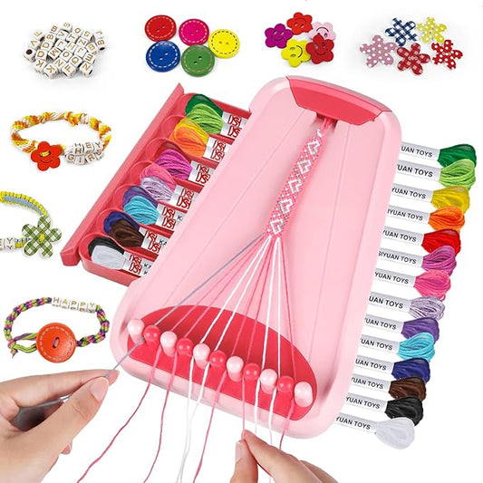 Bracelet Making Kit for Girls - Friendship Bracelet Kit - Christmas Gifts for Ages 6 7 8 9 10 11 12 Year Old Girl Birthday Gifts, Arts and Crafts for Kids Ages 8-12 Teen Bracelets DIY Maker Pink Coral-CubbioJoy