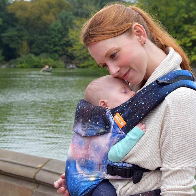 Beco Gemini Baby Carrier from Newborn to Toddler - Certified Ergonomic Newborn Baby Carrier for Infants and Children of 7-35 lbs - M Shape, Adjustable Seat, 100% Cotton (Carina Nebula)-CubbioJoy