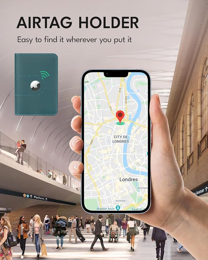 ALLIVE Genuine Leather Passport Holder with Airtag, Travel Must Haves Airport Essentials, Passport Cover Case Travel Gifts-CubbioJoy