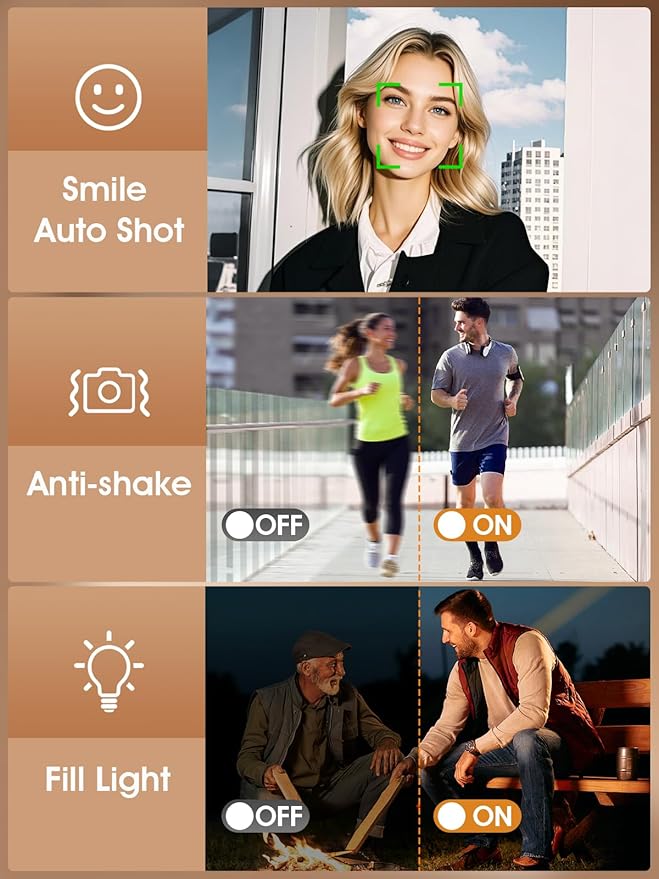 Digital Camera,Autofocus 4K Vlogging Camera for Photography with 32GB Card,48MP Portable Compact Point and Shoot Digital Camera for Teens Adult Beginner with 16X Zoom,Anti-Shake,2 Batteries(White)-CubbioJoy