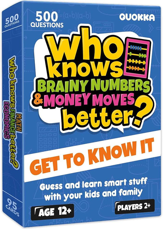 Board Games for Kids 8-12 and Family - STEM Card Game for Kids Age 12+ - Who Knows Math Finance Economics Better? - Educational Quiz with 500+ Questions - Great for Learning and Game Night-CubbioJoy
