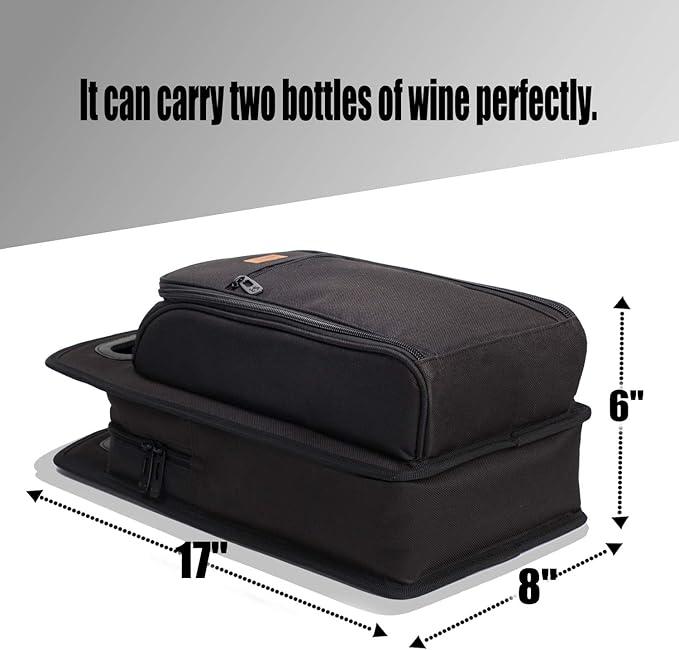 ALLCAMP 6 Piece Wine Travel Bag and Insulated Wine Carrier Tote Carrying Cooler Bag with Handle,Great Gift for Wine Lover-CubbioJoy