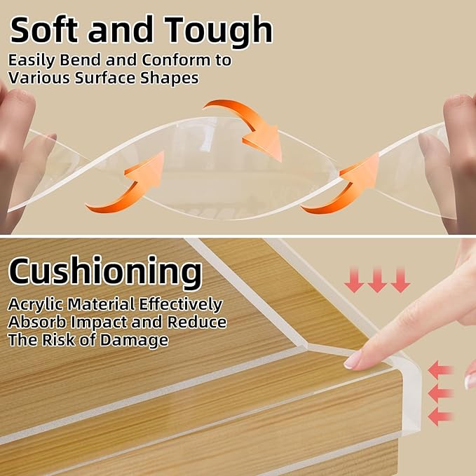 Clear Edge Protector,Safe Corner Protector, Anti-Sharp Edge Protector, for Furniture, Drawers, Tables, Cabinets 1.18inX6.56FT-CubbioJoy