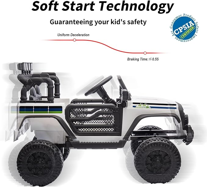 24V Kids Ride on Toy, Kids Electric Vehicles Car Ride on Car Truck for Toddlers with Remote Control, 2x200W Motor - Snow White-CubbioJoy