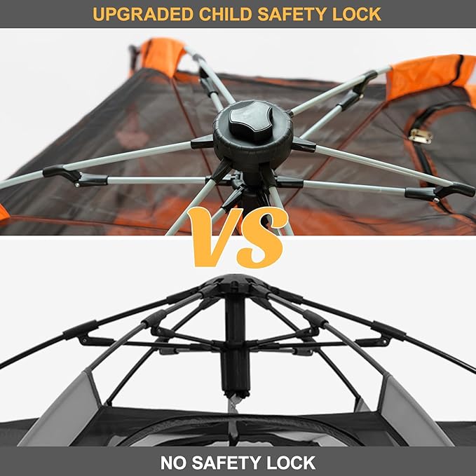 Baby Pop Up Playpen with Canopy, Pop Up Baby Pop Up Tent with Safety Lock, Portable Toddler Play Yard with Travel Bag, 6 Ground Stakes, 6 Sand Stakes-CubbioJoy