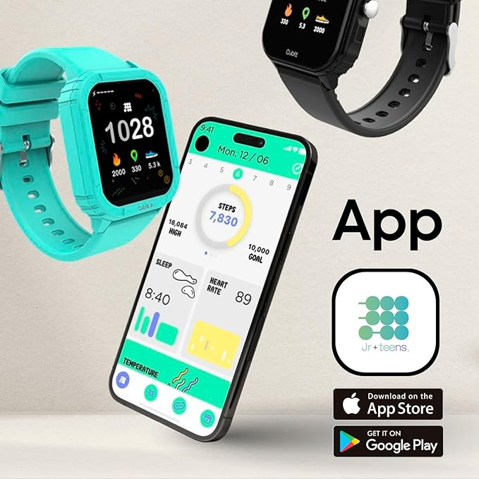 Cubitt Jr Smart Watch Fitness Tracker for Kids and Teens, with Games, Step Counter, Sleep Monitor, Heart Rate Monitor, Activity Tracker, Good Habits Alarms, 1.52" Touch Screen, IP68 Waterproof-CubbioJoy