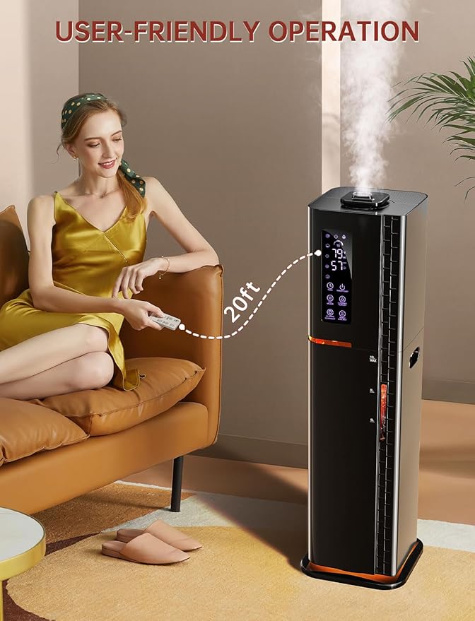 2.64Gal Humidifiers for Bedroom Large Room, Warm and Cool Mist up to 500ft², Top Fill Diffuser Ambient Light, 3 Mist Modes, 24H Timer, 35dB Quiet Humidifier for Home Office Plant-CubbioJoy