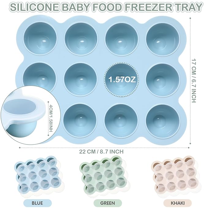 3 Pcs Baby Food Storage Container 12 Cup Silicone Baby Food Freezer Tray with Lid Stackable Reusable Silicone Freezer Tray for Food Vegetable Fruit Puree and Breast Milk(Colorful)-CubbioJoy