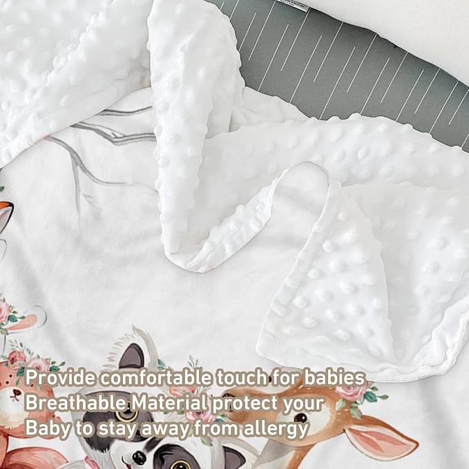 Custom Name Crib Bedding Set - Sika Deer & Fox Pattern, Personalized Nursery Bedding 3-Piece Set– Soft Blanket, Fitted Sheet, Changing Pad Cover – for Newborns Girls Nursery Gifts-CubbioJoy