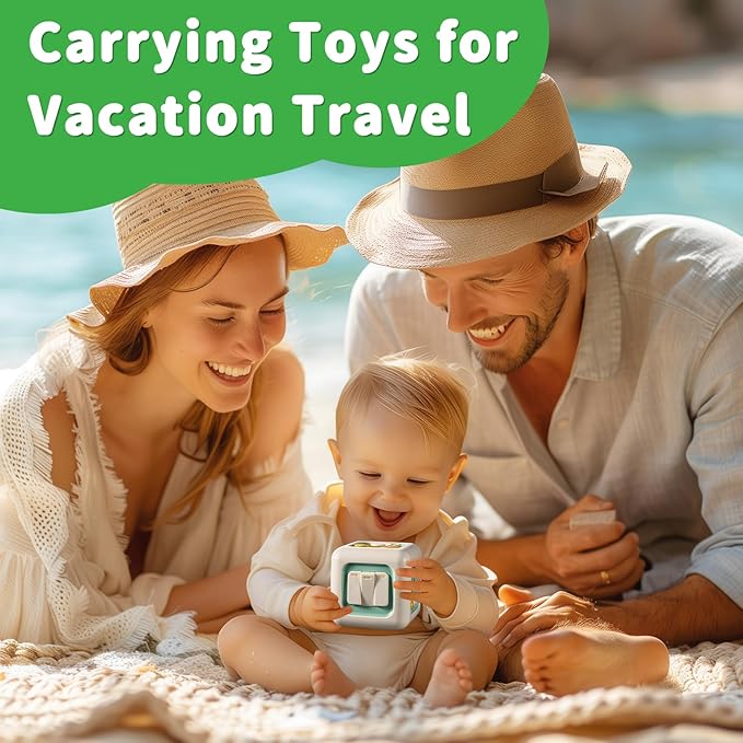 Busy Cube Toy, Sensory Toys for Toddlers 1-3, Baby Car Seat Toys 12-18 Months, Toddler Airplane Travel Toys Age 1-2, Learning Fine Motor Skills, 1st Birthday Gifts Boys Girls-CubbioJoy
