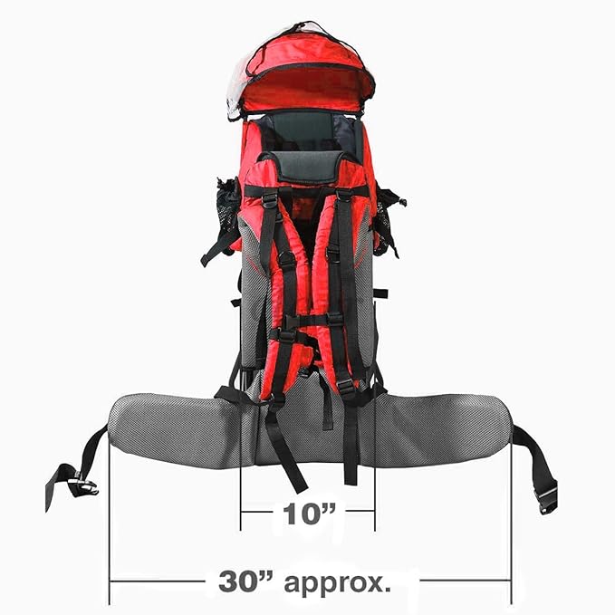 ClevrPlus Cross Country Baby Backpack Carrier, Red, Toddler Hiking Backpack with Comfortable Seat, Adjustable Straps & Belt, Foldable Frame Lightweight Large Capacity Child Carrier for Outdoor-CubbioJoy