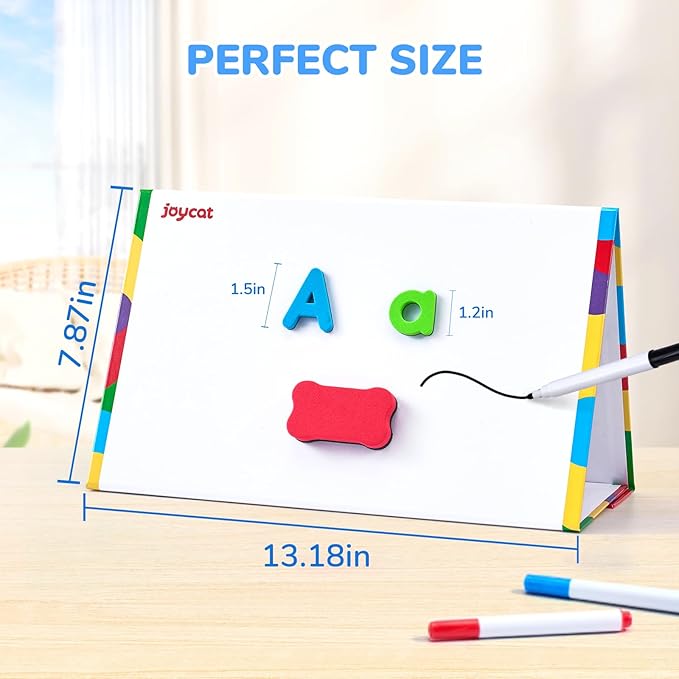 JoyCat Classroom Magnetic Letters Kit 248 Pcs with Double-Side 3D Foldable Magnetic Board - Foam Alphabet Letters&Numbers for Kids Spelling and Learning, Letter Board Tabletop Easel-CubbioJoy