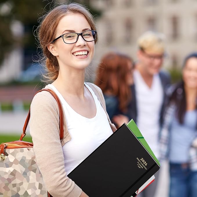 2026 Planner - 2026 Planner Weekly and Monthly, JAN 2026 - DEC 2026, Calendar Planner with Hardcover,Thick Paper, Back Pocket, Notes Pages, Pen Loop (9" x 11") - Black-CubbioJoy