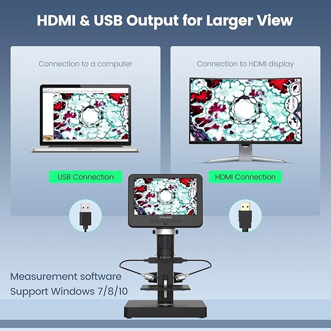 JL246PS 3 Lens 7'' HDMI Digital Microscope 4000X, Biological Microscope for Adults Kids with Prepared Slides, UHD 2160P Video, Full Coin Microscope for Error Coins, Windows Compatible, 32GB-CubbioJoy
