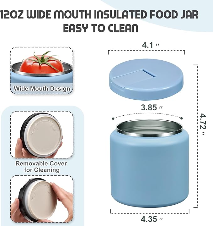 26oz Soup Thermo for Hot Food Kids with Buckle Lid Insulated Vacuum Food Jar Wide Mouth Leakproof Stainless Steel Lunch Container (Blue)-CubbioJoy