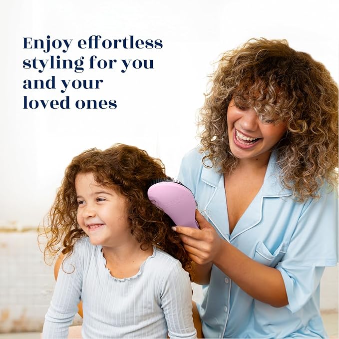 Crave Naturals Biggie Glide Thru Hair Brush - Detangler Brush for Curly, Straight, Wet or Dry Hair - Gentle Detangling Brushes for Adults, Kids, Toddlers - Hair Accessories for Women, 8.4"x3.4" - Pink-CubbioJoy