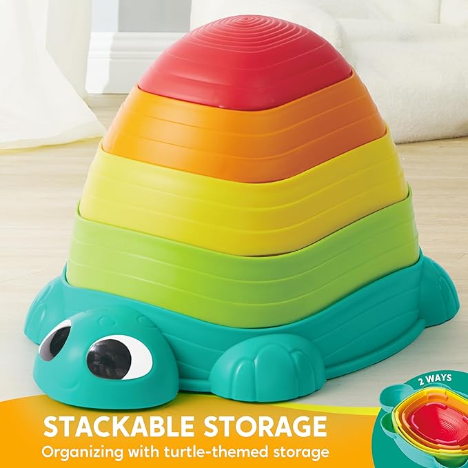 JOYIN 5 Pcs Turtle Balance Stepping Stones, Kids Turtle Path Jumping Stones, Toddler Obstacle Course Coordination Game Toys Indoor or Outdoor Play for Kids Aged 3+-CubbioJoy