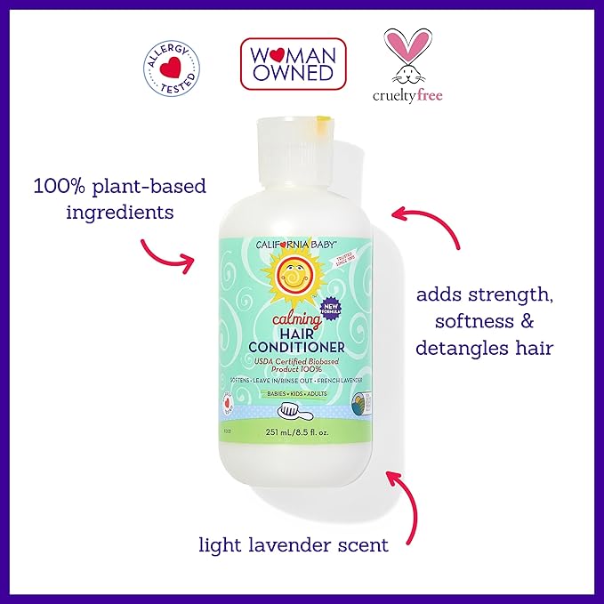 California Baby Calming Hair Conditioner | 100% Plant-Based Kids Conditioner | Rinse-out or Leave in Conditioner | Lavender Scent | 251 mL / 8.5 oz-CubbioJoy