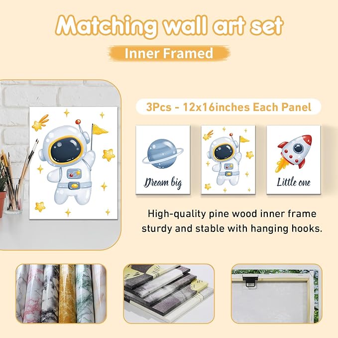 Customized Baby Bedding Set, 5 Pcs Custom Nursery Bedding Set with Baby Name, Double Layer Crib Set for Girls Boys, Personalized Gifts for Toddlers Infants New Parents, Space Astronaut-CubbioJoy