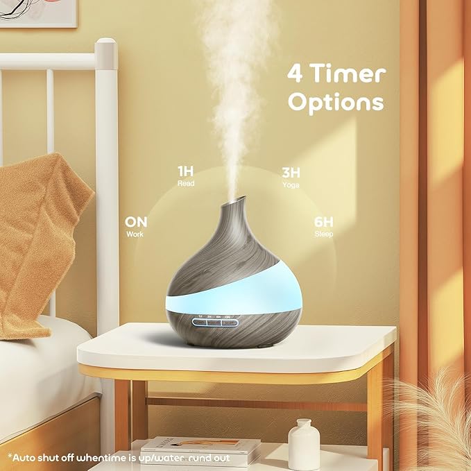 500ML Essential Oil Diffuser: Aroma Diffuser with Remote Control for Hotel Spa Yoga Room - Humidifiers for Bedroom with 14 Colors LED Night Light for Kids/Women Home Relaxation-CubbioJoy