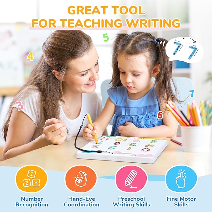 JoyCat Double-Sided Magnetic Number Tracing Board - 2-in-1 Numbers 1-20 Writing Toys for Toddlers & Kids, Preschool Math Manipulatives, Kindergarten Educational Learning Gifts for 3-5 Year Olds-CubbioJoy