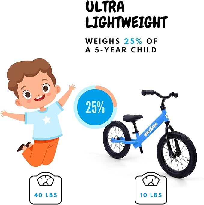 14 Inch Balance Bike for Kids 3-7 Year Old, Kids Bike with No Pedals, Air Rubber Tires, Adjustable Height, Pedalless Kids Bicycle for Boys, Girls-CubbioJoy
