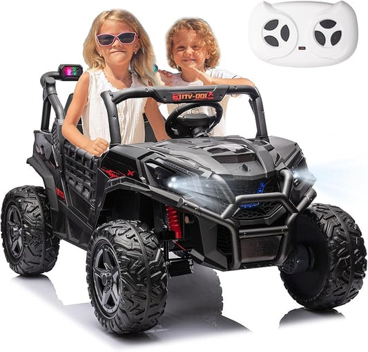 2 Seater 24V Kid Toy Car with Remote Control 4WD Electric Vehicles Battery Powered Toy Car,Ride on Car for 3+ Years Kids Ride On Toy(Black)-CubbioJoy