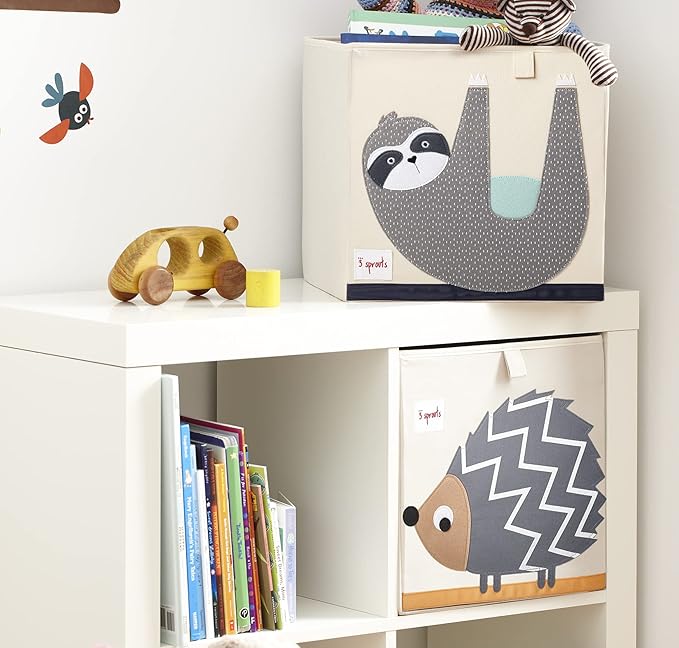 3 Sprouts Toy Storage Organizer: Toy Box Cube Organizer for Playroom, Nursery - Foldable Storage Bin - Sloth-CubbioJoy