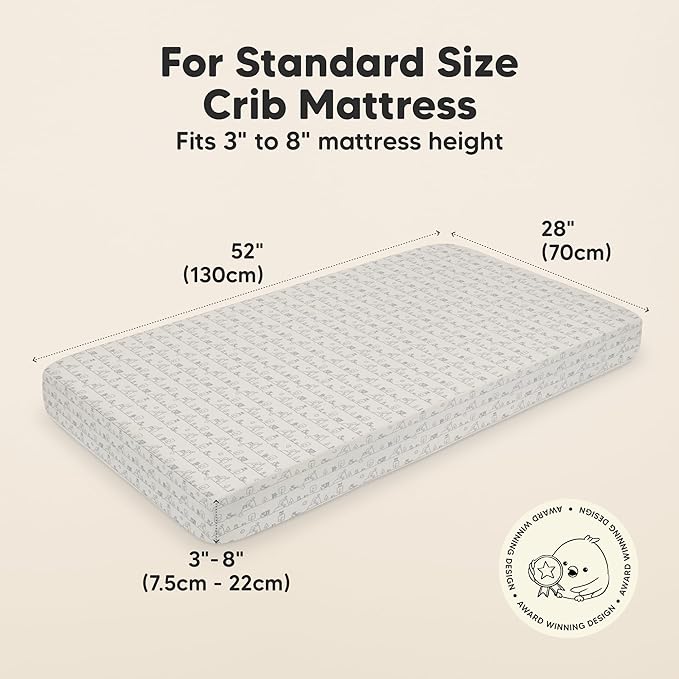 KeaBabies 2-Pack Organic Crib Sheets for Boys, Girls - 52x28 Fitted Crib Mattress Sheet Neutral, Breathable Jersey Cotton Cover for Baby Bed, Toddler Mattress, Soft & Cute Prints (KeaPixel)-CubbioJoy