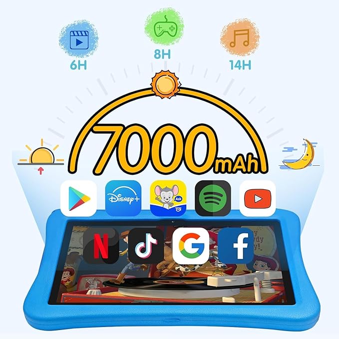 10.1 Inch Kids Tablet with Stylus & Case | Octa-Core 8GB RAM 64GB ROM | 7000mAh Android Tablet for Ages 3-12 | Parental Control, Pre-Installed Apps & GMS Certified-CubbioJoy