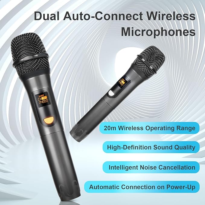 Karaoke Machine,Karaoke Machine for Adults with 2 Wireless Microphones/6.5IN Speaker/PA System with Remote Control/LED Light/Remote Control,Portable Bluetooth Karaoke Speaker Supports TWS/REC/AUX/USB-CubbioJoy