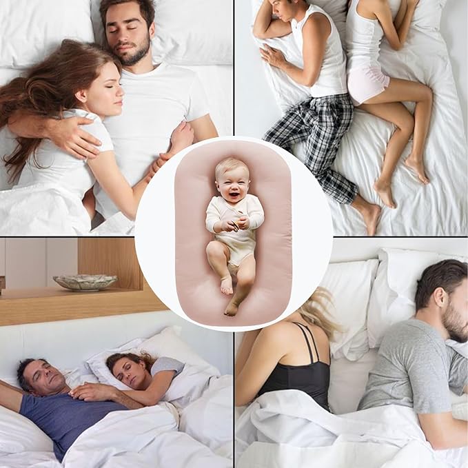 Baby Lounger Play Mat,Baby Lounger for Newborn Tummy Time for Baby in Bed,0° Angle Newborn Lounger Baby Nest for Boys & Girls 0-12 Months(Pink)-CubbioJoy