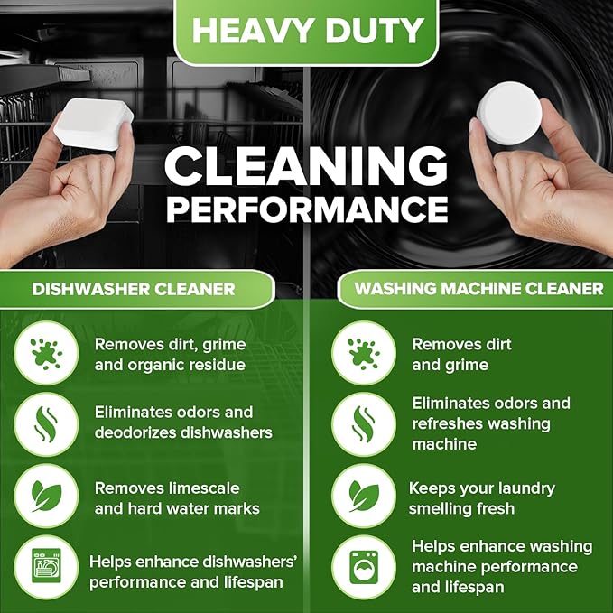 Dishwasher Cleaner + Washing Machine Cleaner Bundle - Heavy Duty Appliance Deep Cleaning, Descaling and Deodorizing.-CubbioJoy