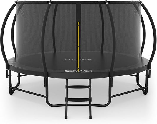 14FT 12FT 10FT 16FT Trampoline with Safety Enclosure, Anti-Rust Coating – ASTM Certified, Heavy-Duty Outdoor Trampoline with Ladder – for Kids & Adults-CubbioJoy