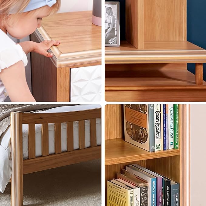 Baby Proofing, 0.4in Edge Protector Strip Clear, Thickened Silicone Soft Corner Protectors with Upgraded Pre-Taped Strong Adhesive, 19.6ft Edge Protectors for Cabinets, Tables, Drawers (White)-CubbioJoy