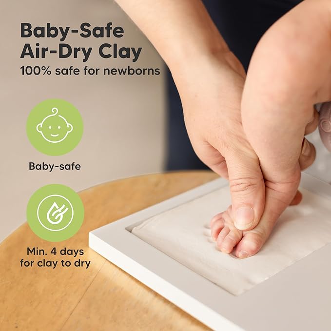 Baby Hand and Footprint Kit - Clay Handprint Keepsake Frame, Newborn Nursery Picture Frame, Personalized New Mom Gifts for Baby Shower & Registry (Cornflower)-CubbioJoy