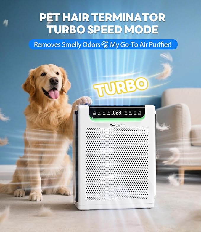 Air Purifiers for Home Large Room, Cover Up to 2600 Ft² with Washable Filters, Powerful Turbo Mode, PM2.5 Air Quality Display, 22dB Sleep Mode, Air Cleaner for Pets Hair, Smoke, Odors, HAP607, White-CubbioJoy